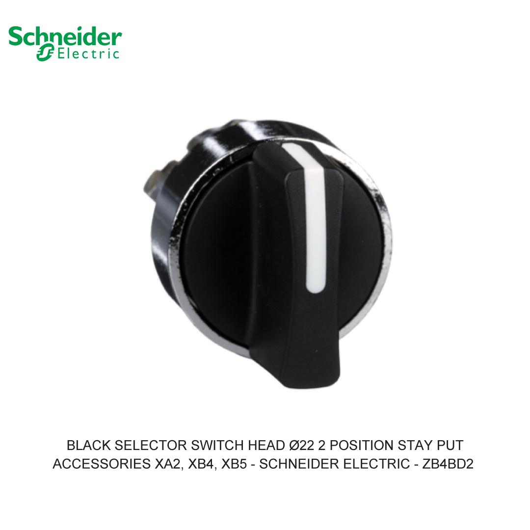 BLACK SELECTOR SWITCH HEAD Ø22 2 POSITION STAY PUT