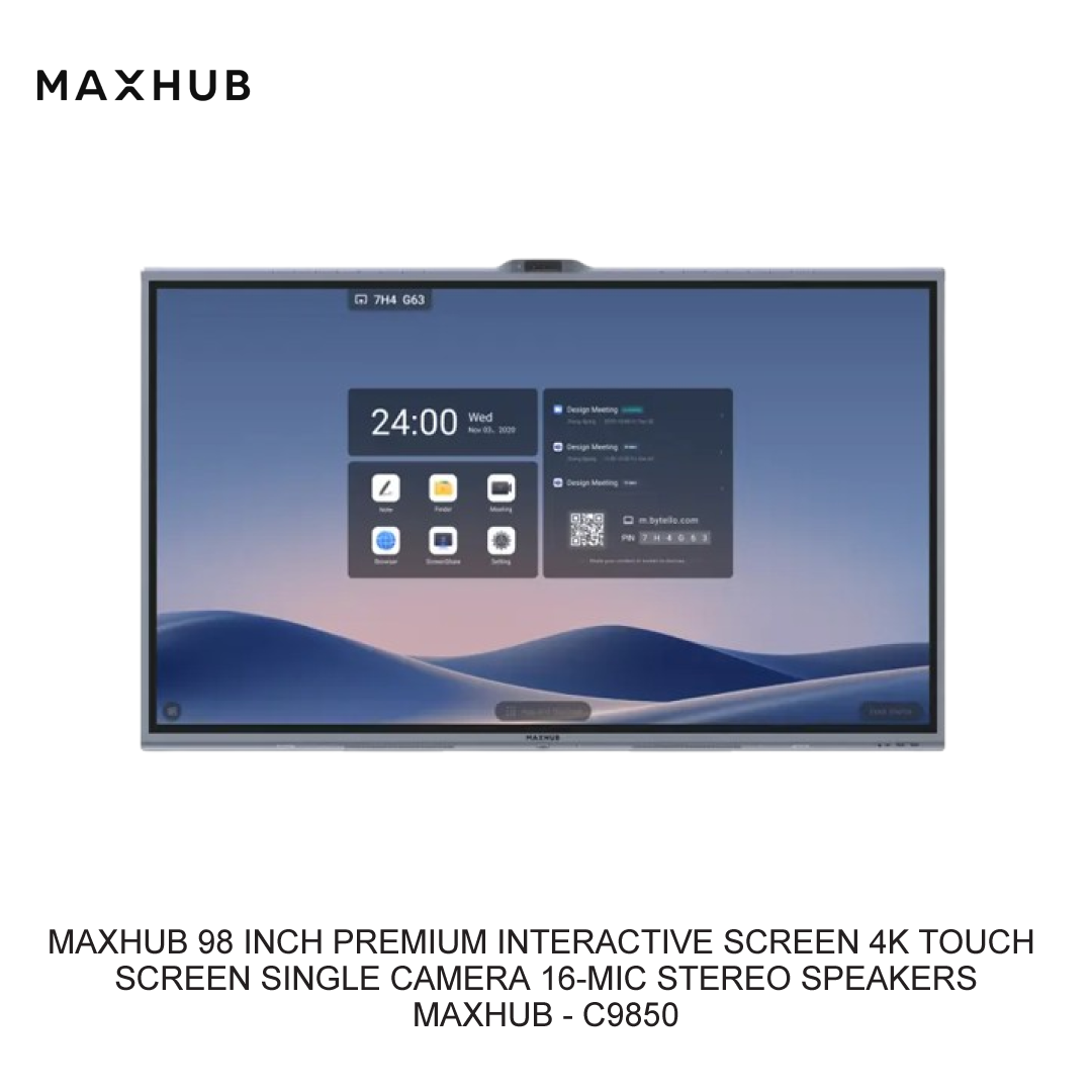MAXHUB 98 INCH PREMIUM INTERACTIVE SCREEN 4K TOUCH SCREEN SINGLE CAMERA 16-MIC STEREO SPEAKERS
