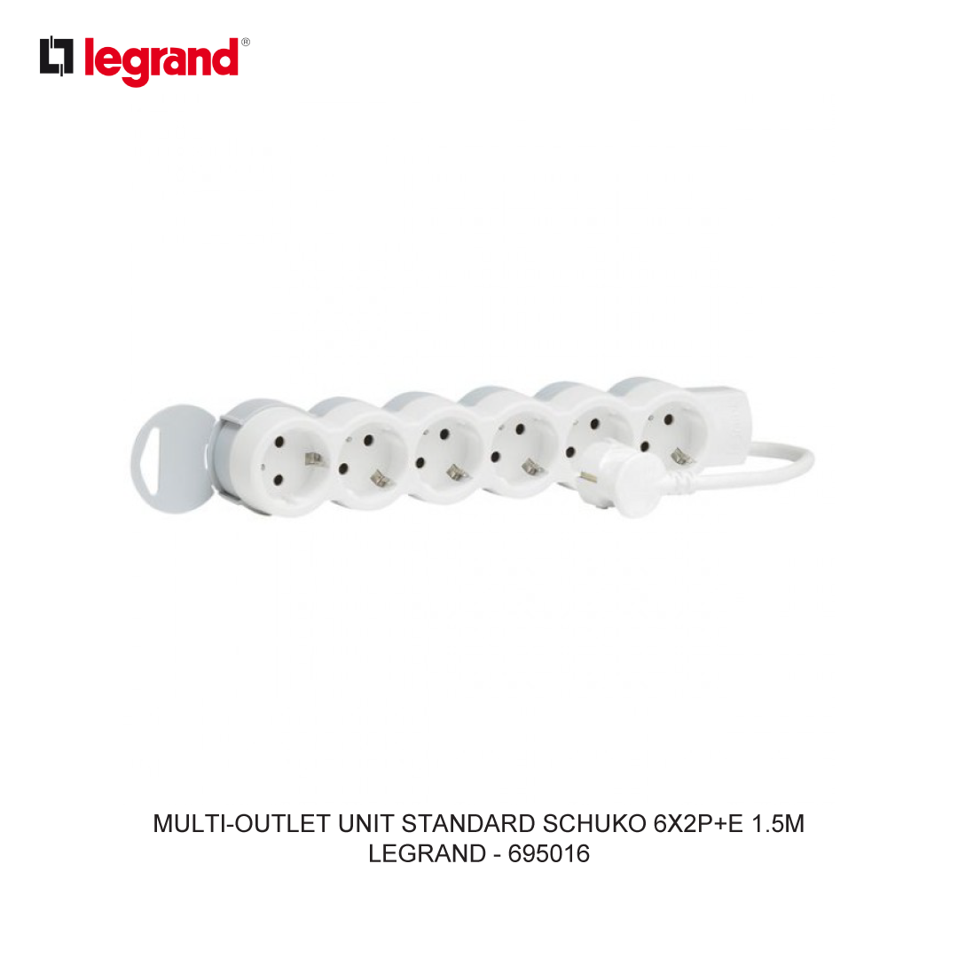 MULTI-OUTLET UNIT STANDARD SCHUKO 6X2P+E 1.5M