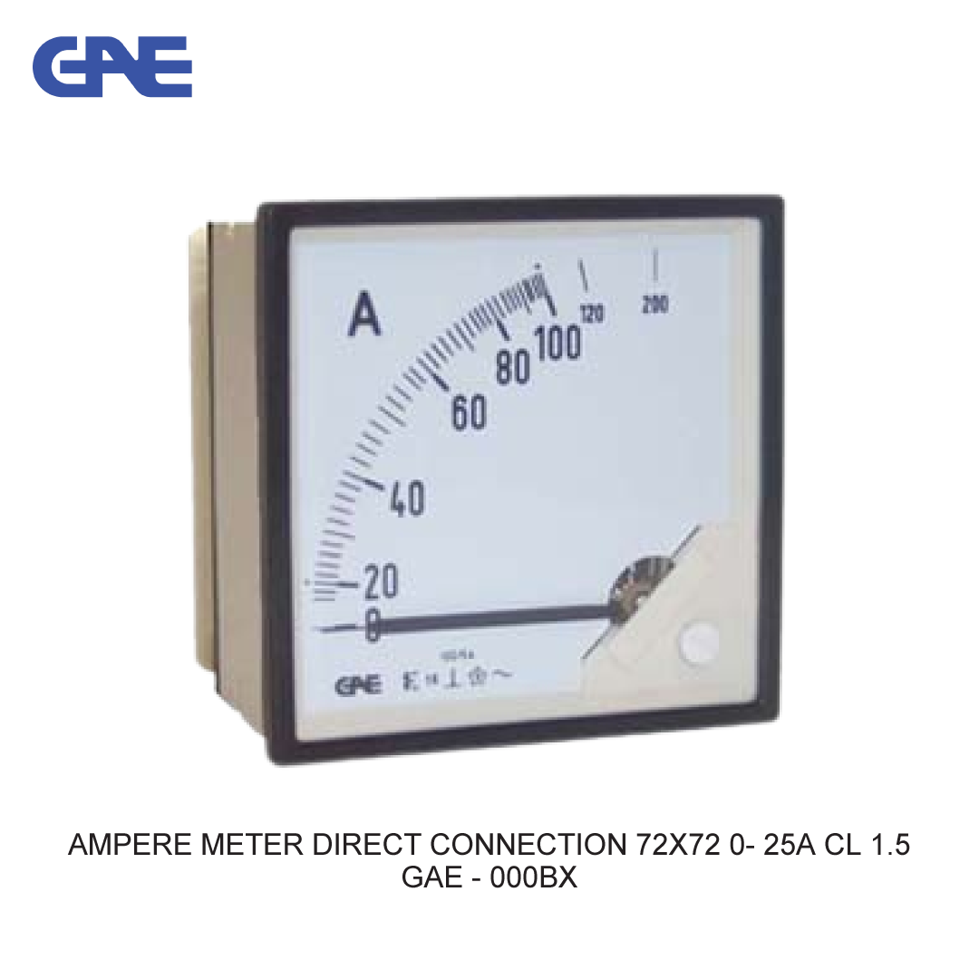 AMPERE METER DIRECT CONNECTION 72X72 0-25A CL 1.5