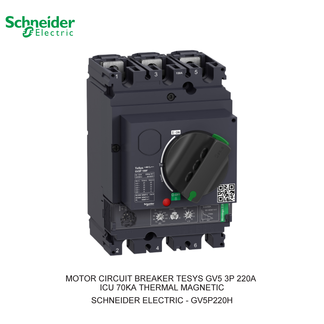MOTOR CIRCUIT BREAKER TESYS GV5 3P 220A ICU 70KA THERMAL MAGNETIC