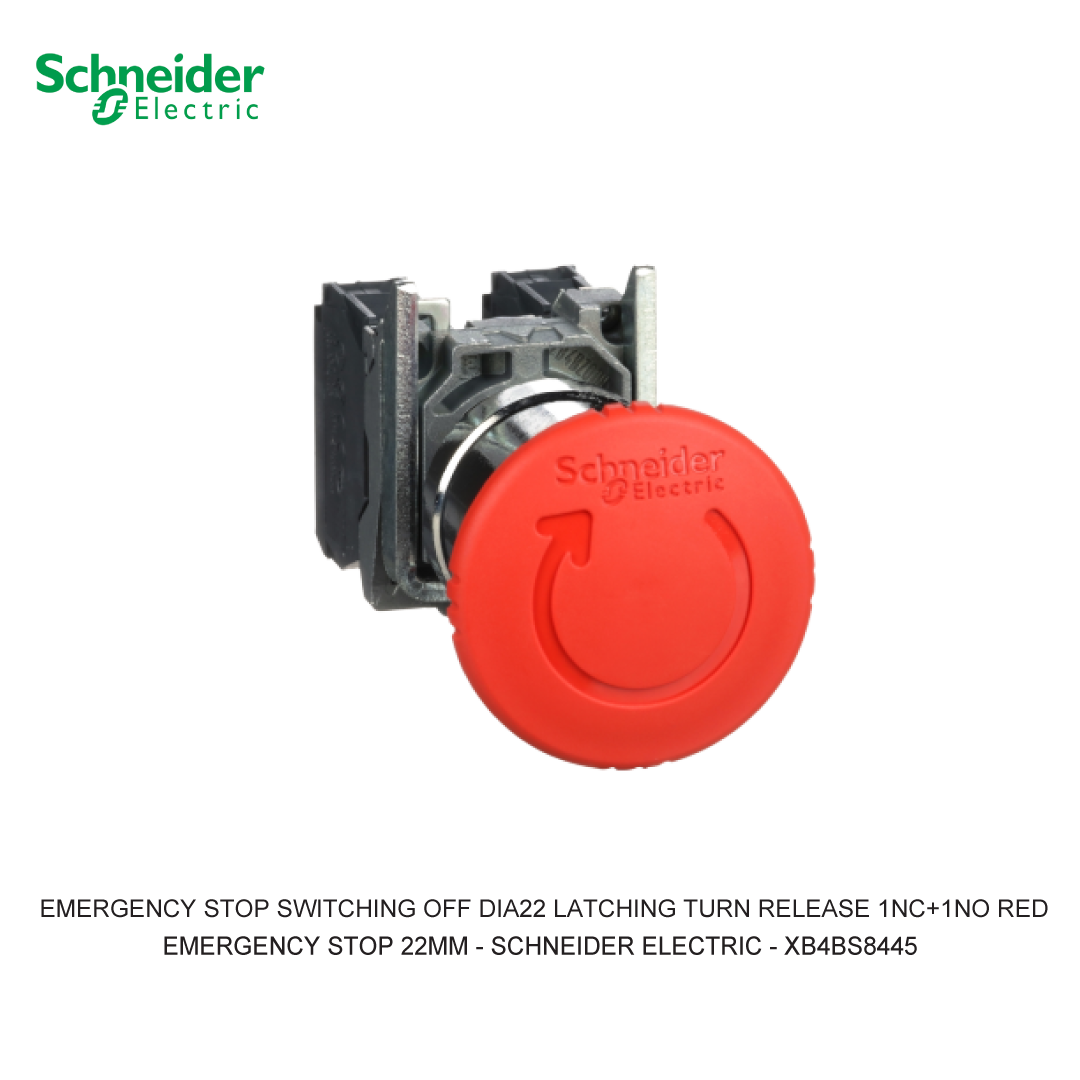 EMERGENCY STOP SWITCHING OFF DIA22 LATCHING TURN RELEASE 1NC+1NO RED