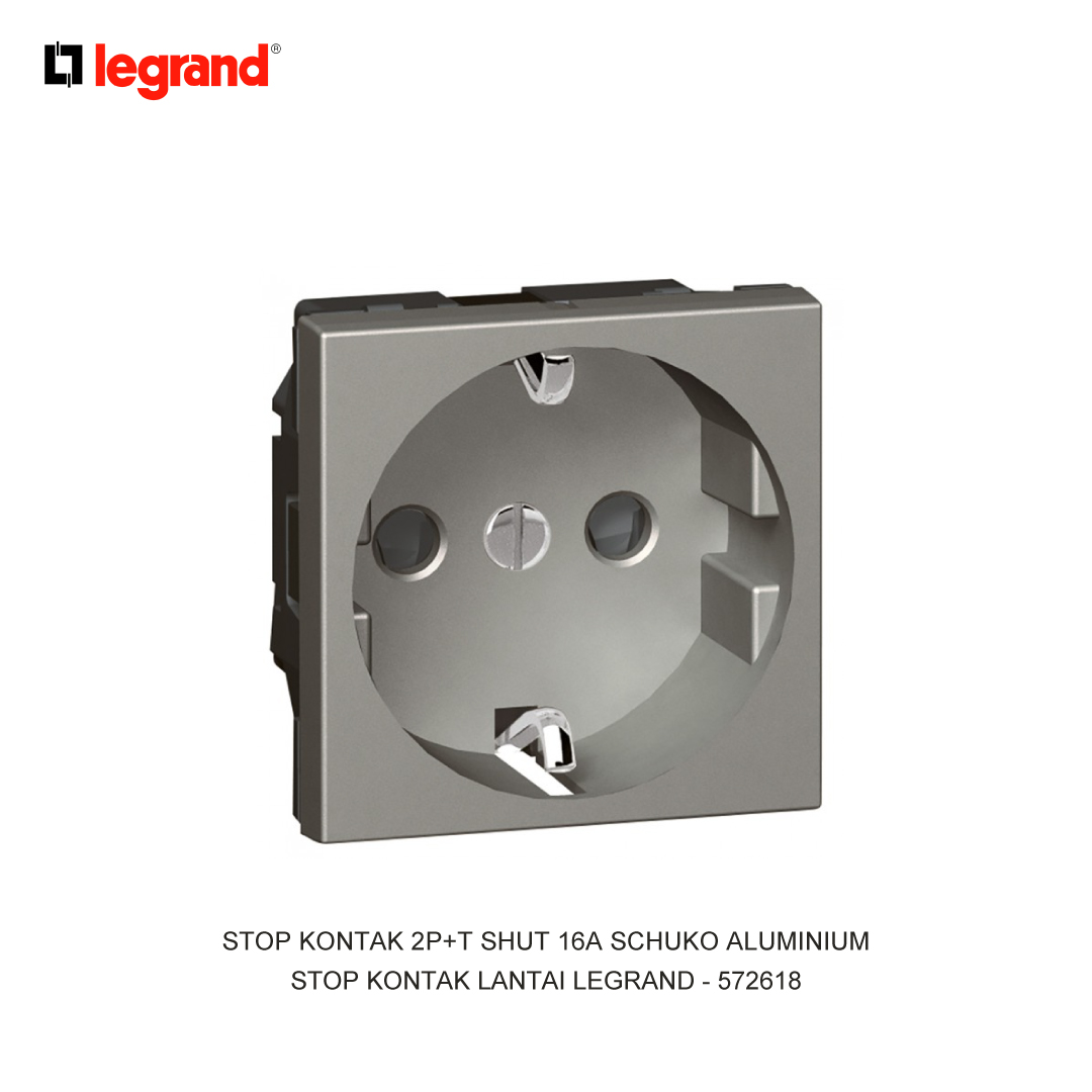 SOCKET 2P+T SHUT 16A SCHUKO ALUMINIUM