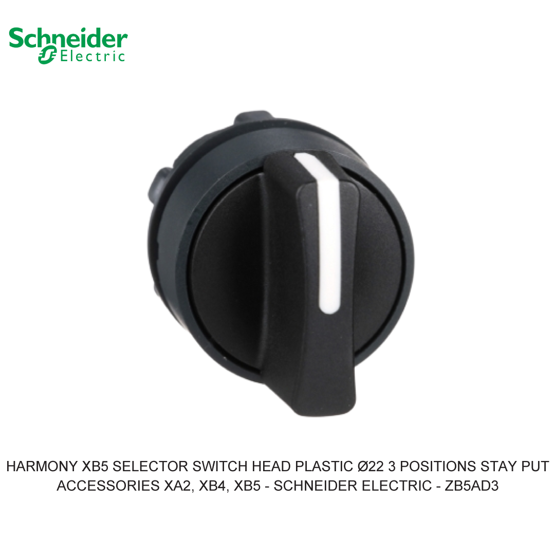 SELECTOR SWITCH HEAD PLASTIC Ø22 3 POSITIONS STAY PUT