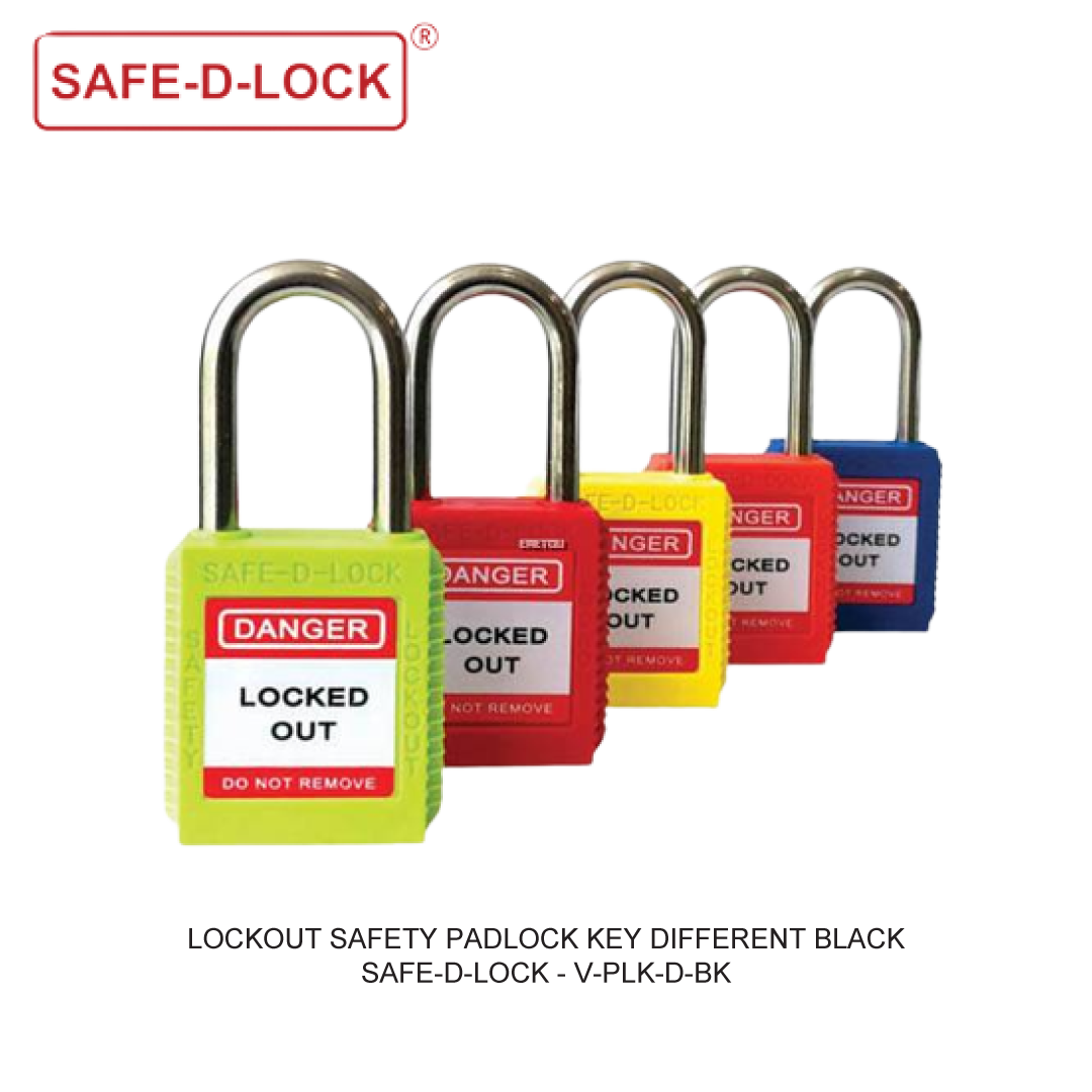 LOCKOUT SAFETY PADLOCK KEY DIFFERENT BLACK