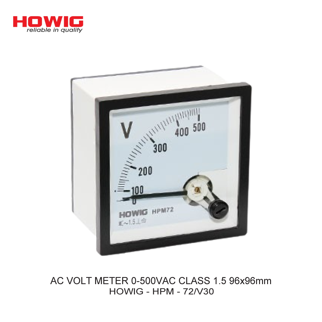 DC VOLT METER 0-30VDC CLASS 1.5 72x72mm