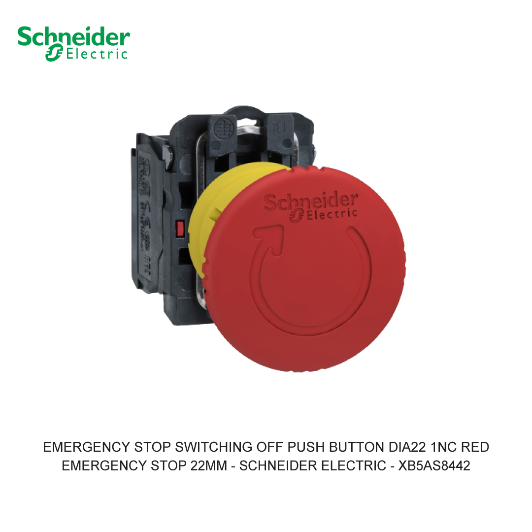EMERGENCY STOP SWITCHING OFF PUSH BUTTON DIA22 LATCHING TURN RELEASE 1NC RED
