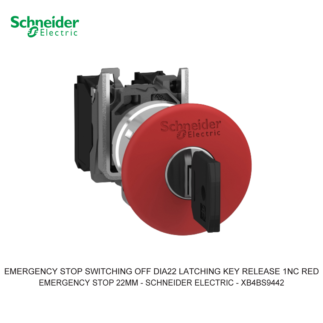EMERGENCY STOP SWITCHING OFF DIA22 LATCHING KEY RELEASE 1NC RED