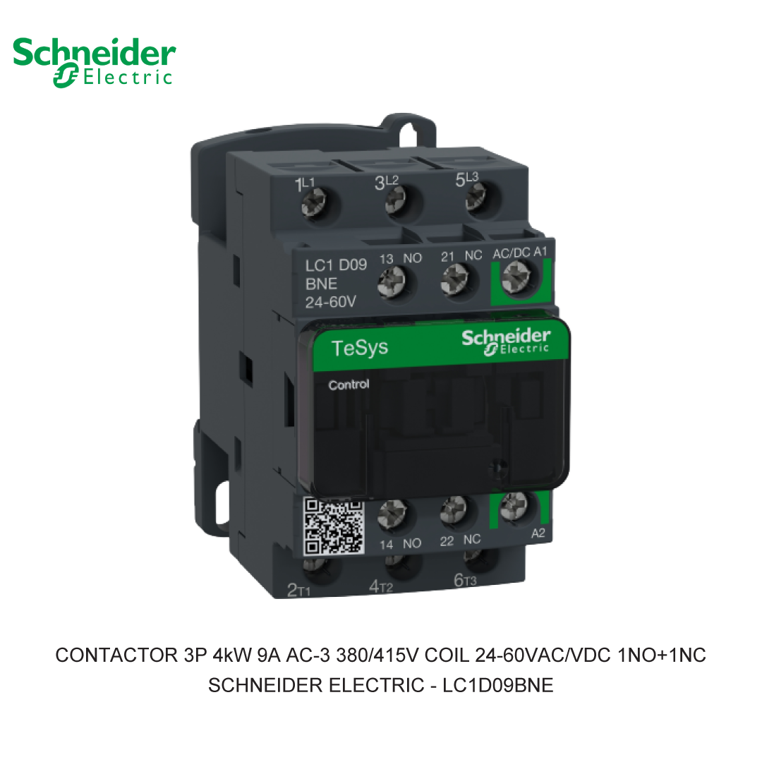CONTACTOR 3P 4kW 9A AC-3 380/415V COIL 24-60VAC/VDC 1NO+1NC