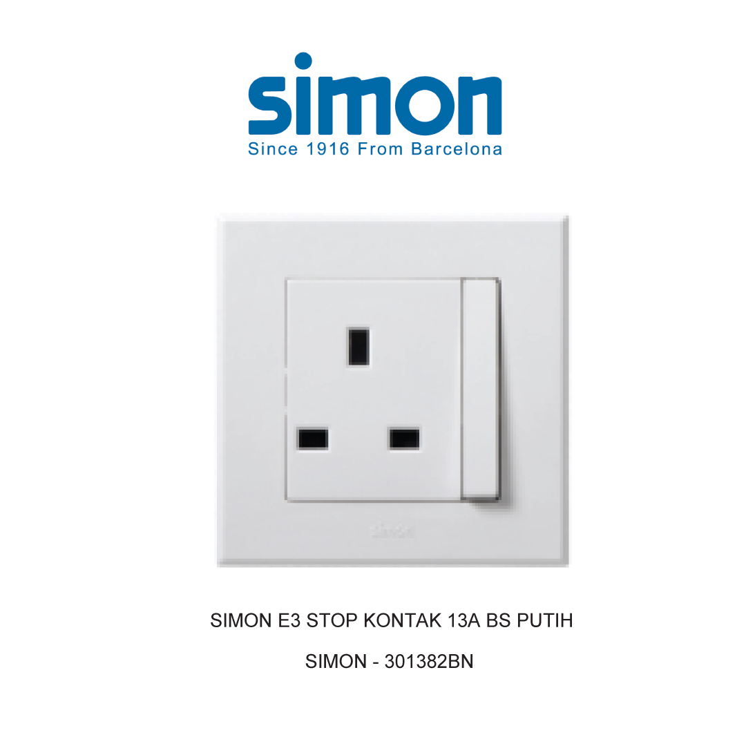 SIMON E3 13A BS SWITCHED SOCKET WHITE