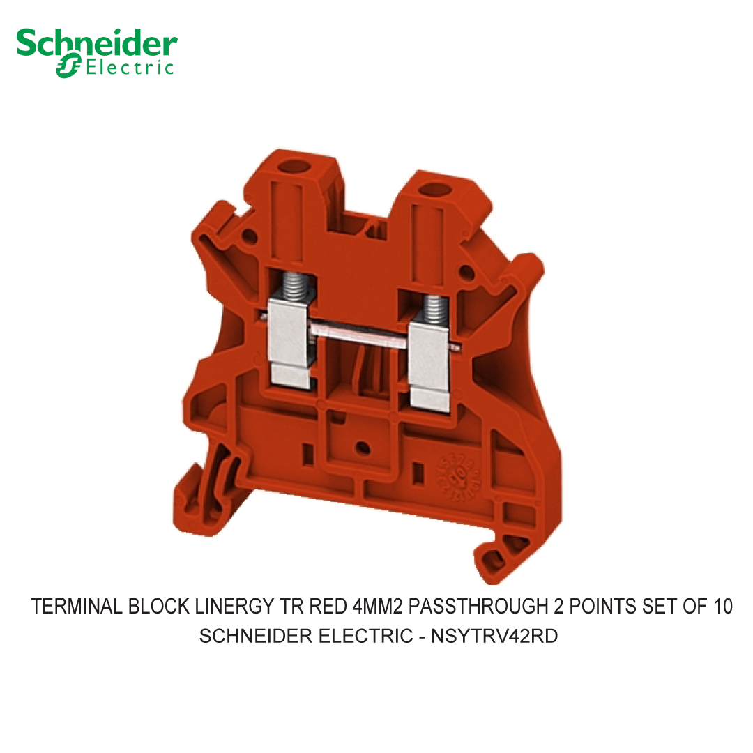 TERMINAL BLOCK LINERGY TR RED 4MM2 PASSTHROUGH 2 POINTS SET OF 10