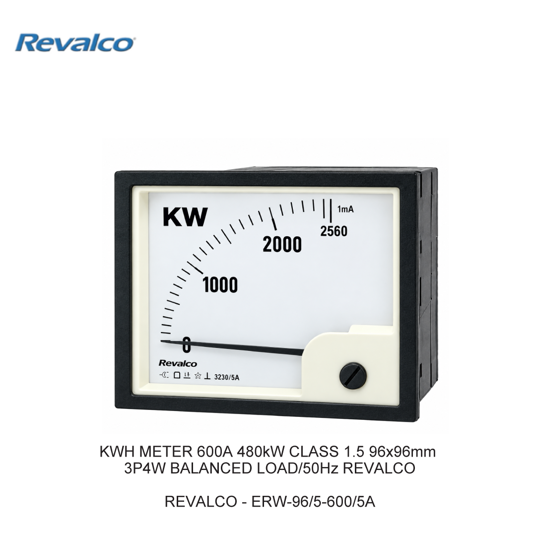 KWH METER 600A 480kW CLASS 1.5  96x96mm 3P4W BALANCED LOAD/50Hz REVALCO