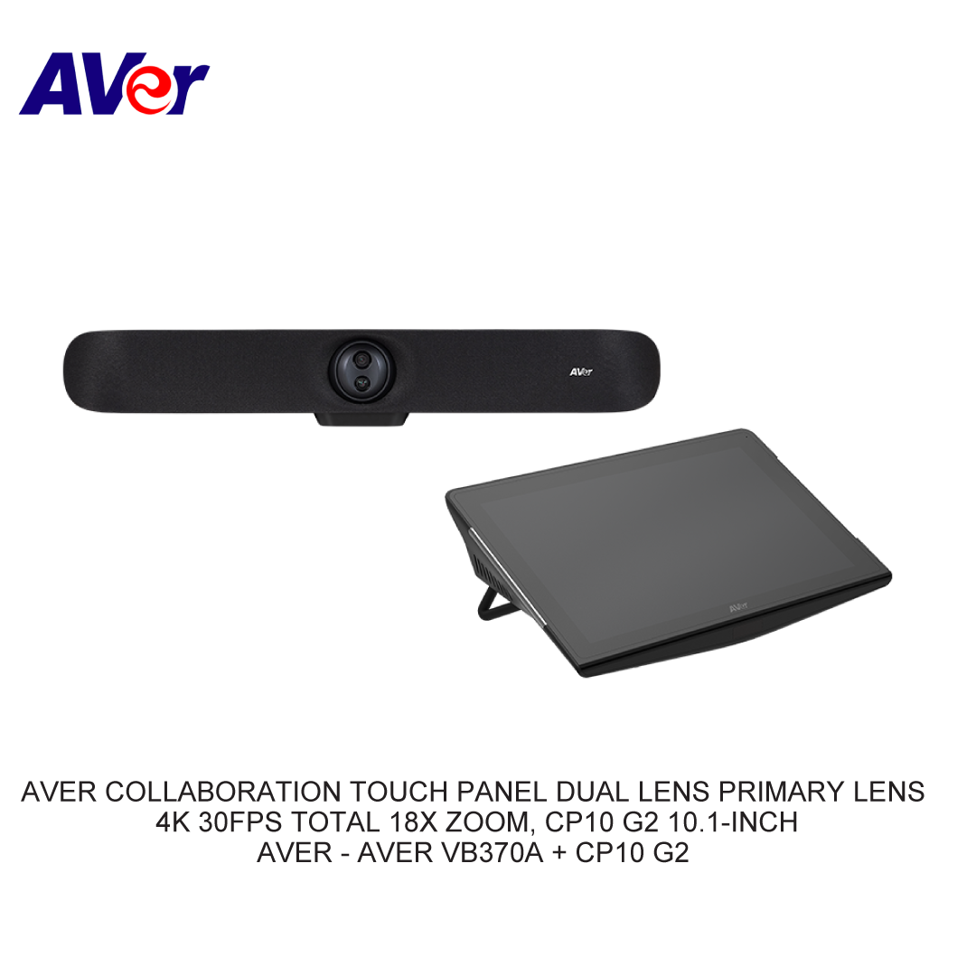 AVER COLLABORATION TOUCH PANEL DUAL LENS PRIMARY LENS 4K 30FPS TOTAL 18X ZOOM, CP10 G2 10.1-INCH