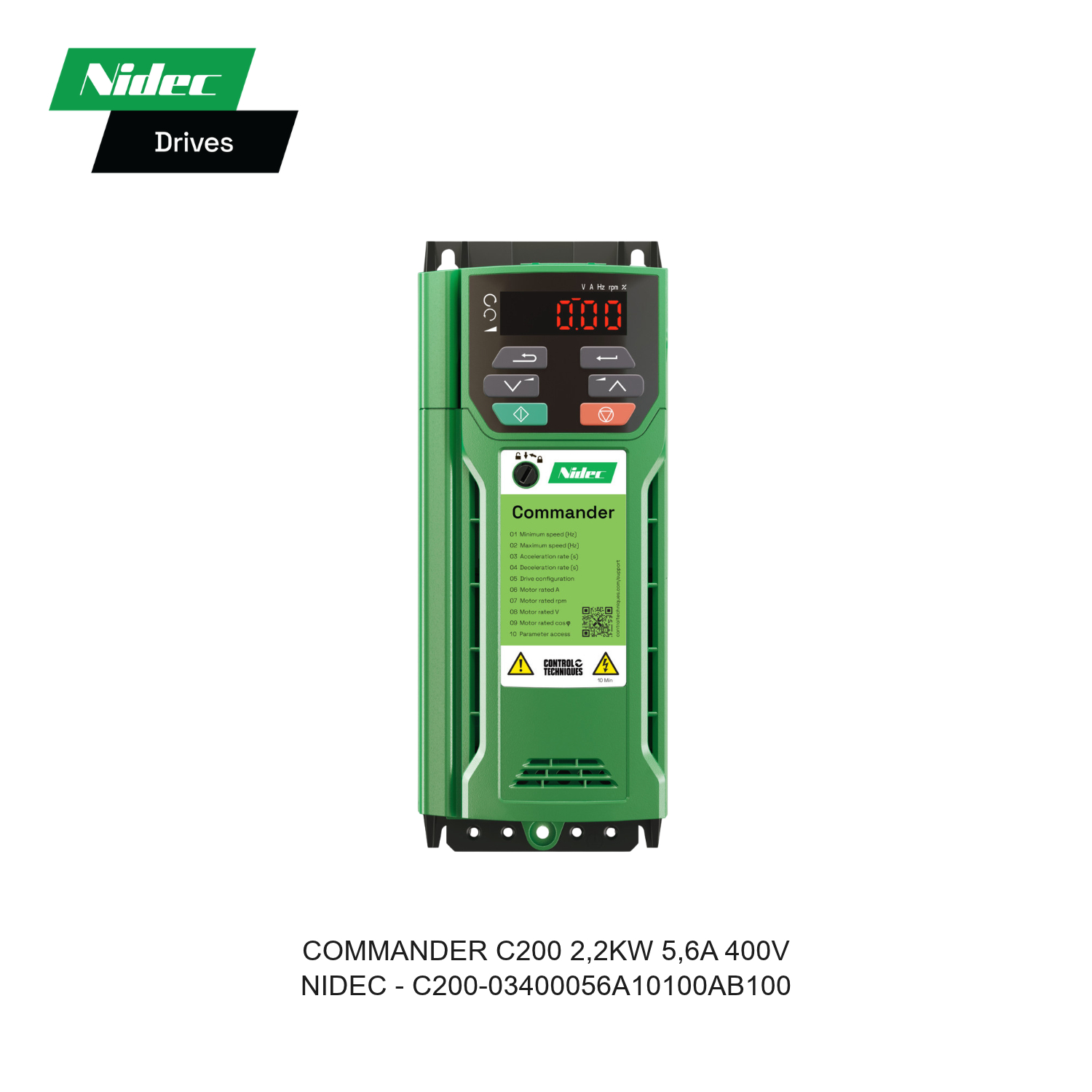 INVERTER COMMANDER C200 2,2KW 5,6A 400V C200-03400056A10100AB100 NIDEC CONTROL TECHNIQUES