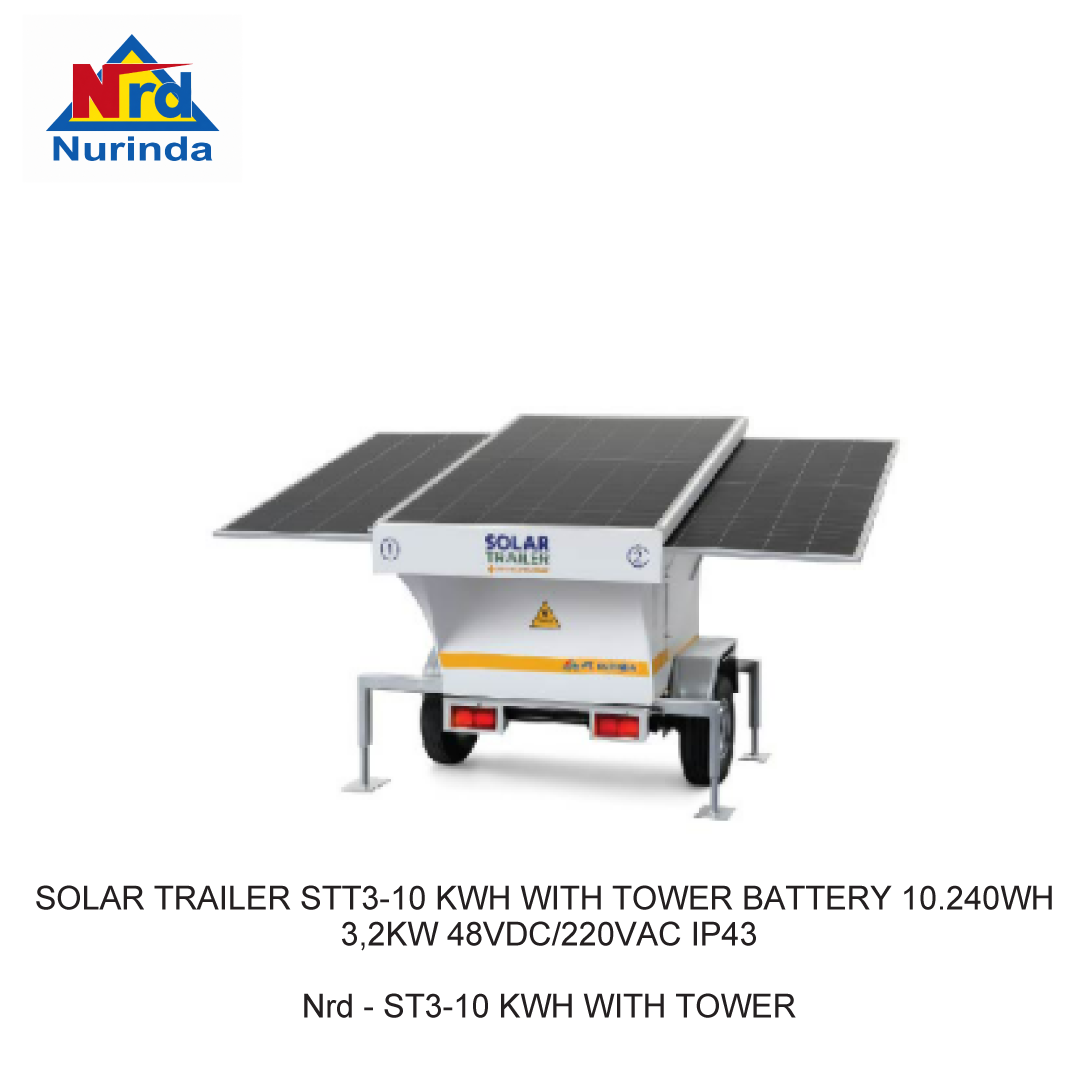 SOLAR TRAILER STT3-10 KWH WITH TOWER BATTERY 10.240WH 3,2KW 48VDC/220VAC IP43