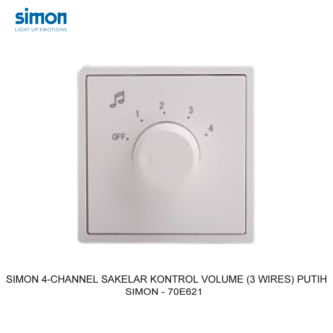 SIMON i7 4-CHANNEL SAKELAR KONTROL VOLUME (3 WIRES) PUTIH