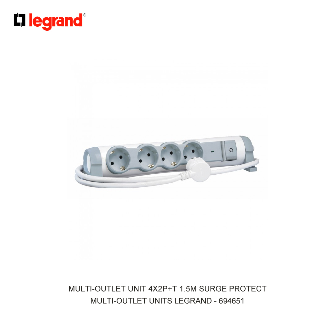 MULTI-OUTLET UNIT 4X2P+T 1.5M SURGE PROTECT