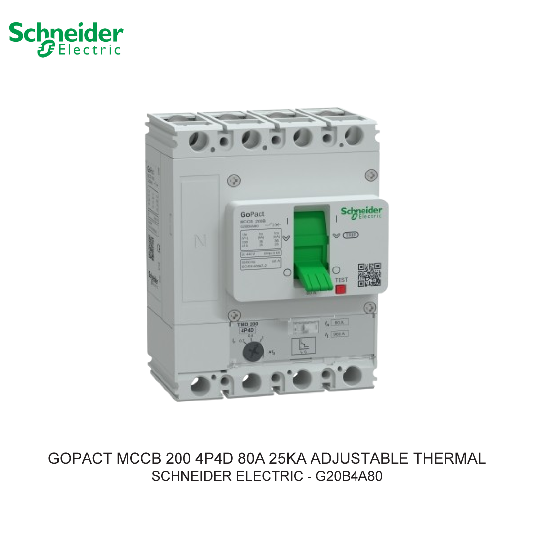 GOPACT MCCB 4P4D 80A 25KA ADJUSTABLE THERMAL