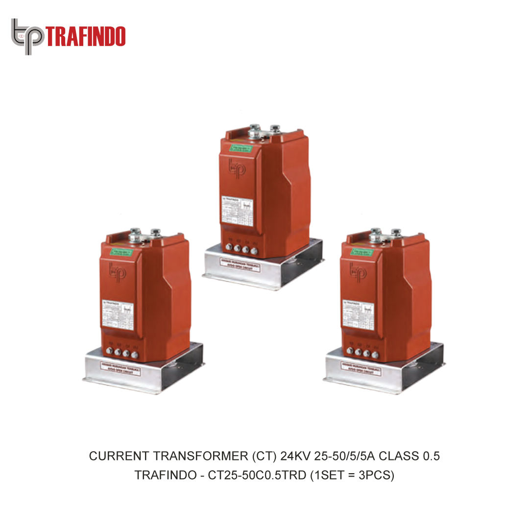 TRAFINDO CURRENT TRANSFORMER (CT) 24KV 25-50/5/5A CLASS 0.5