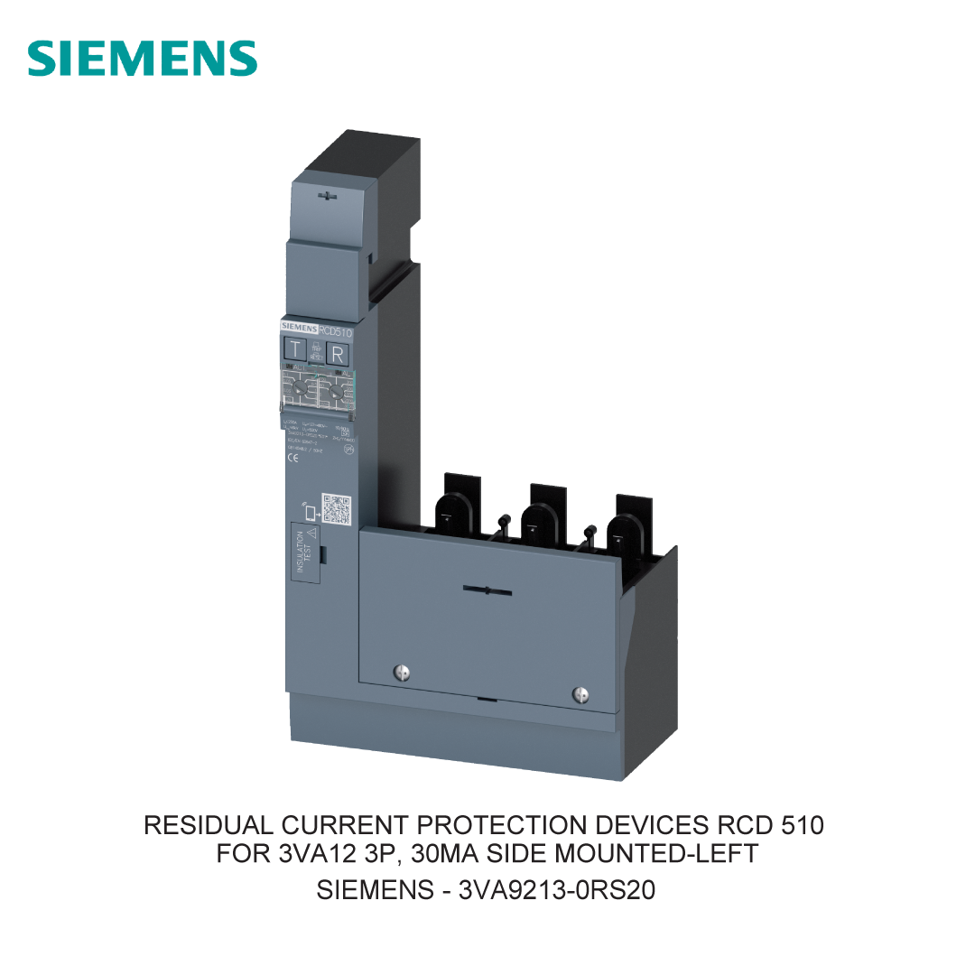 RESIDUAL CURRENT PROTECTION DEVICES RCD 510 FOR 3VA12 3P, 30MA SIDE MOUNTED-LEFT