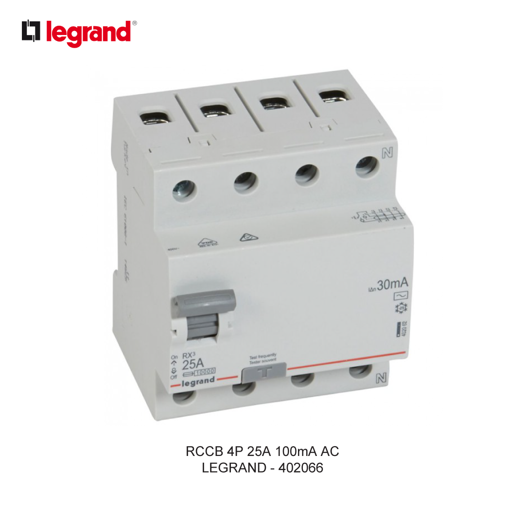 RCCB 4P 25A 100mA AC
