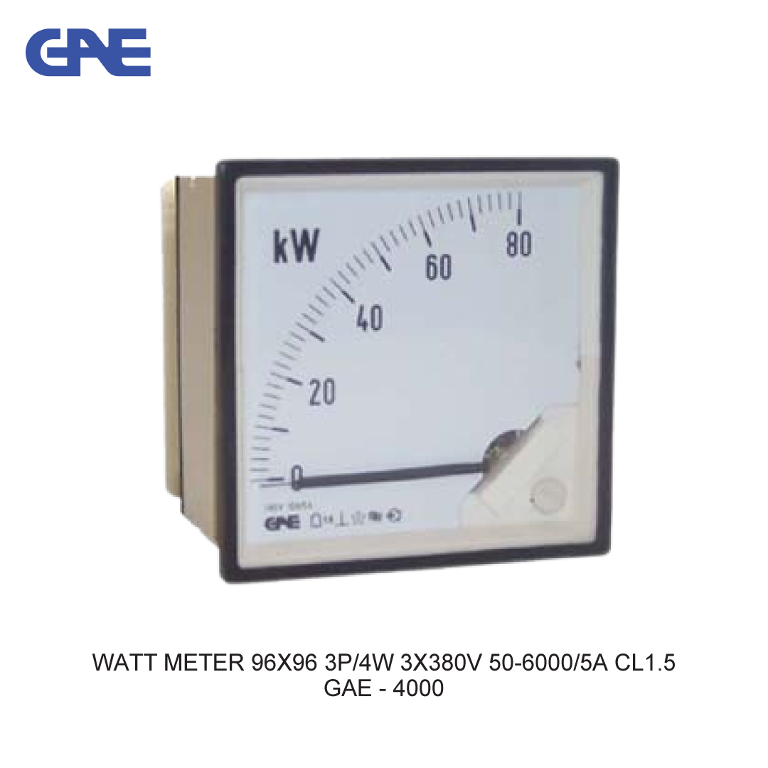 WATT METER 96X96 3P/4W 3X380V 50-6000/5A CL1.5
