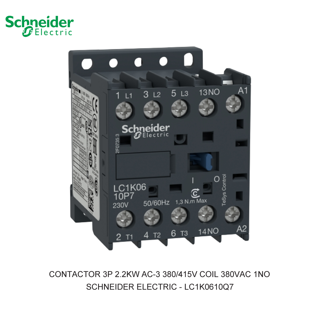 CONTACTOR 3P 2.2KW AC-3 380/415V COIL 380VAC 1NO