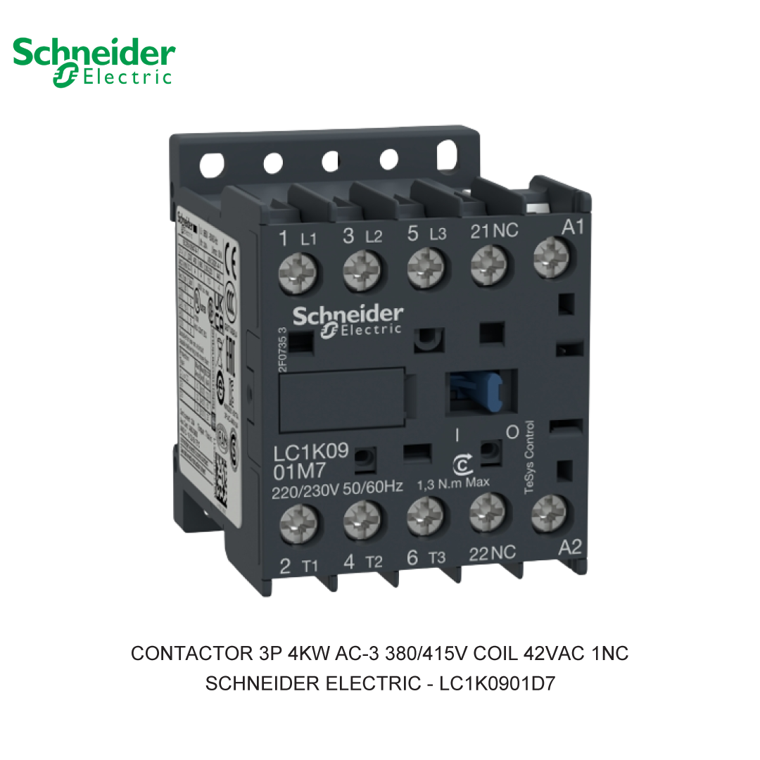 CONTACTOR 3P 4KW AC-3 380/415V COIL 42VAC 1NC