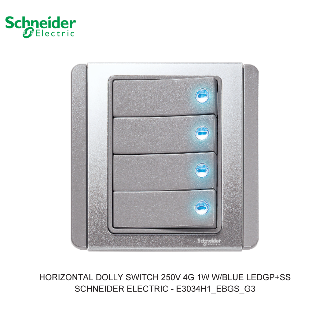 HORIZONTAL DOLLY SWITCH 250V 4G 1W W/BLUE LEDGP+SS