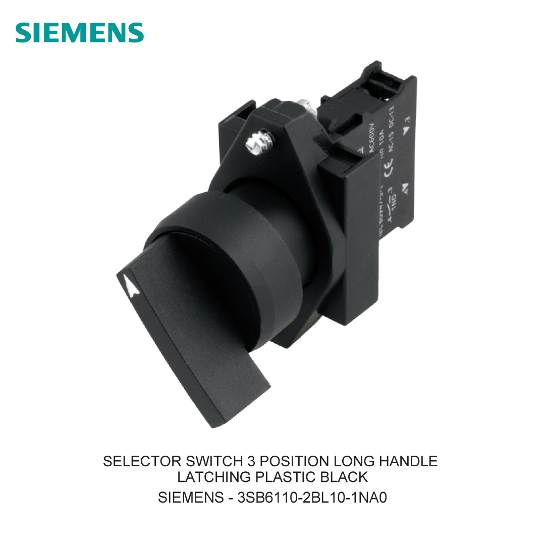 SELECTOR SWITCH 3 POSITION LONG HANDLE LATCHING PLASTIC BLACK